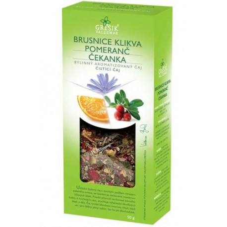 Grešík BRUSNICE KLIKVA & POMERANČ & ČEKANKA čistící čaj 50 g