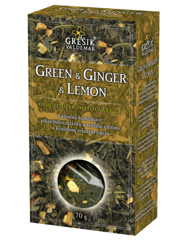 Grešík GREEN & GINGER & LEMON zelený sypaný čaj 70 g